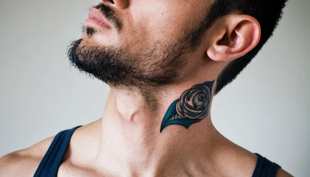 Tatouage homme cou discret