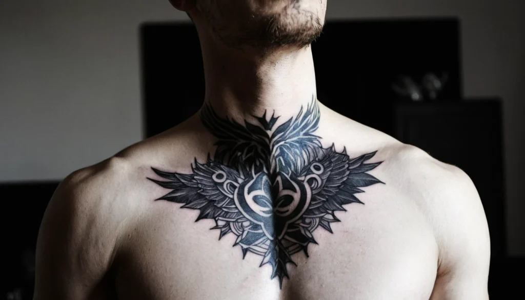 Tatouage cou homme noir
