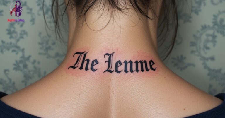 Meaningful Name Neck Tattoo