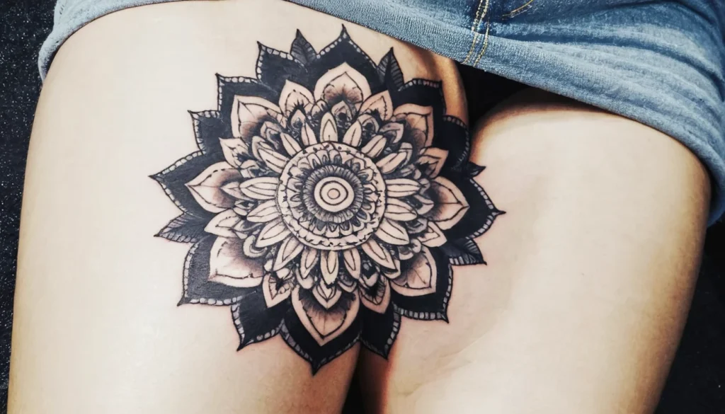 Mandala Thigh Tattoo